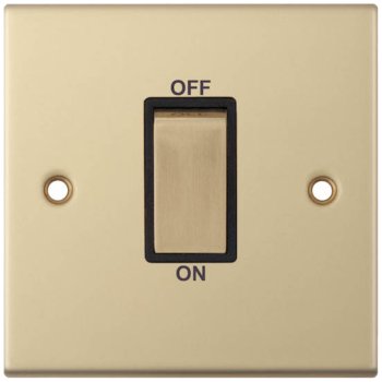 Selectric 5M Satin Brass 1 Gang 45A DP Switch with Black Insert
