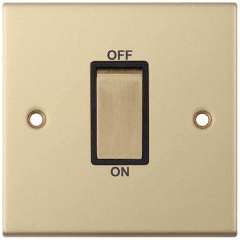 Selectric 5M Satin Brass 1 Gang 45A DP Switch with Black Insert