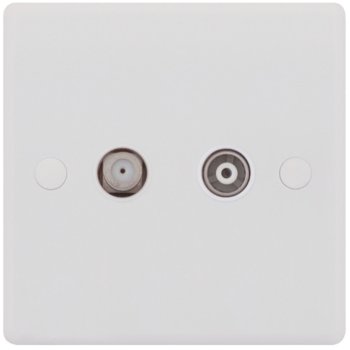 Selectric Smooth 2 Gang Satellite and TV/FM Socket
