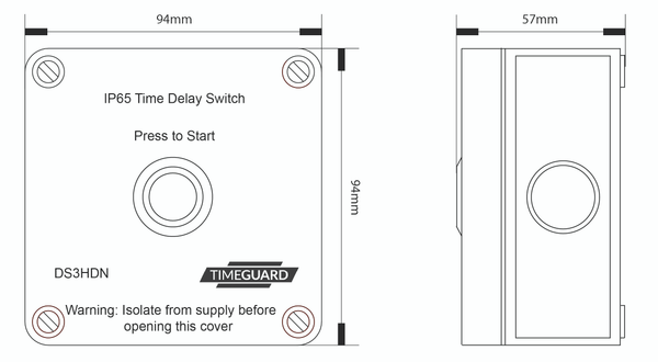 Timeguard DS3HDN 3 Wire Connection IP65 Time Delay Switch
