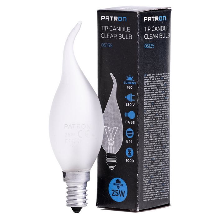 Patron - 05135 Incandescent Bulb E14 25W BA35 230V FR