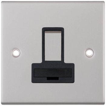 Selectric 5M Satin Chrome 13A DP Switched Fused Connection Unit with Black Insert