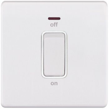 Selectric 5M-Plus Matt White 1 Gang 45A DP Switch with Neon and White Insert