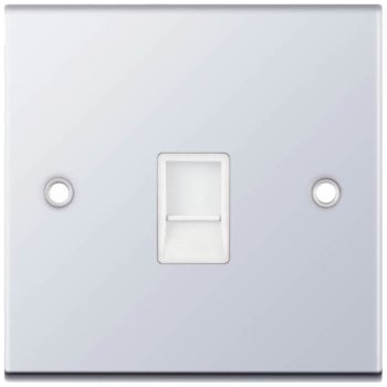 Selectric 5M Polished Chrome 1 Gang RJ11 Socket with White Insert