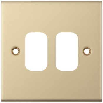 Selectric 5M GRID360 Satin Brass 2 Gang Faceplate