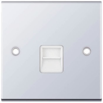 Selectric 5M Polished Chrome 1 Gang Telephone Secondary Socket with White Insert