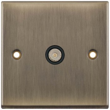 Selectric 7M-Pro Antique Brass 1 Gang TV Socket with Black Insert