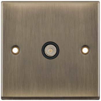 Selectric 7M-Pro Antique Brass 1 Gang TV Socket with Black Insert
