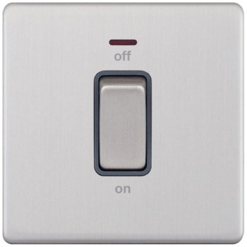 Selectric 5M-Plus Screwless Satin Chrome 1 Gang 45A DP Switch with Neon and Grey Insert