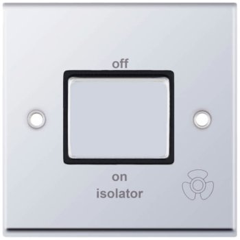 Selectric 7M-Pro Polished Chrome 1 Gang 10A 3 Pole Fan Isolator Switch with Black Insert