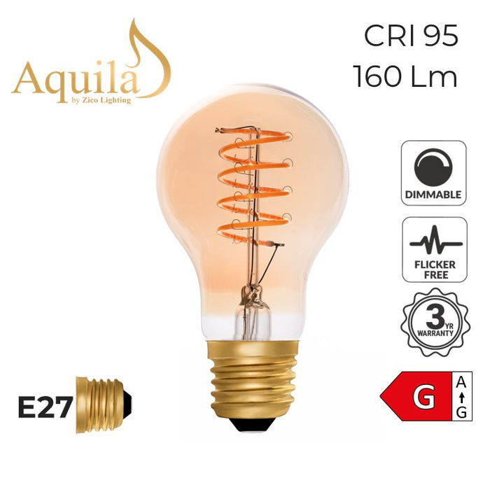 Zico ?GLS A60 Helix Amber 4W 2000K E27 Light Bulb Dimmable