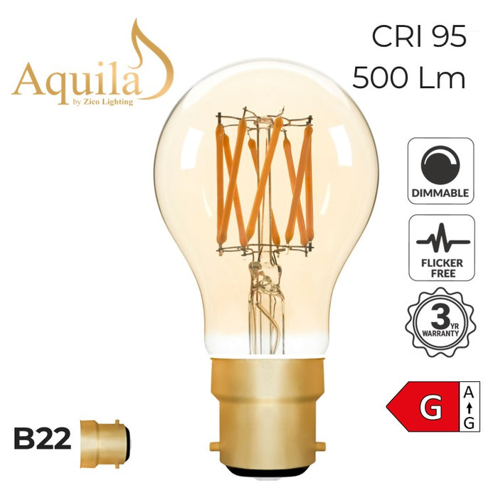 Zico GLS A60 Amber 6W 2000K B22 Light Bulb Dimmable