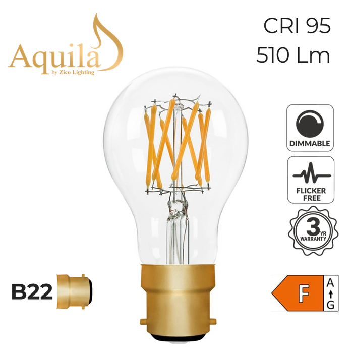Zico GLS A60 Clear 6W 2200K B22 Light Bulb Dimmable