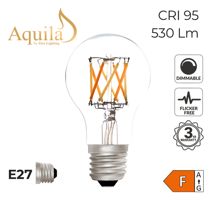 Zico GLS A60 Dim-to-Warm Clear 6W 2000K - 2800K E27 Light Bulb Dimmable