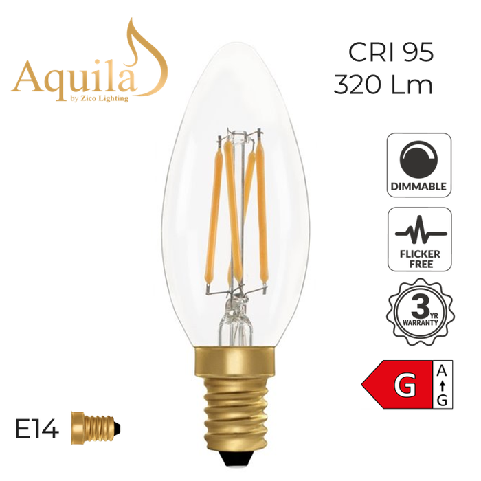 Zico Candle C35 Clear 4W 2200K E14 Light Bulb Dimmable