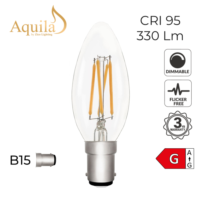 Zico Candle C35 Clear 4W 2700K B15 Light Bulb Dimmable