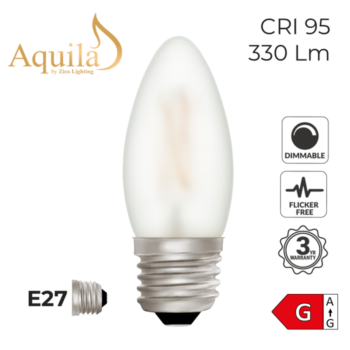 Zico Candle C35 Frosted 4W 2700K E27 Light Bulb Dimmable