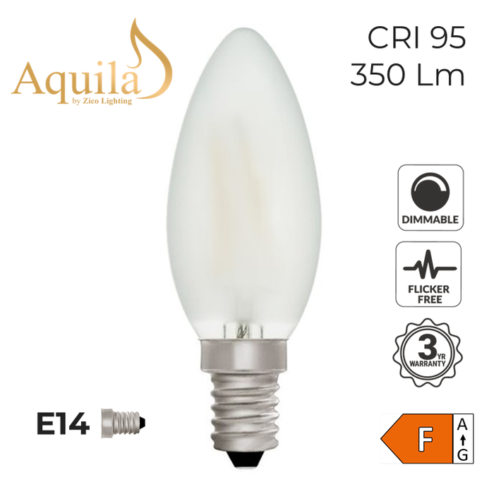 Zico Candle C35 Dim-to-Warm Frosted 4W E14 Light Bulb Dimmable