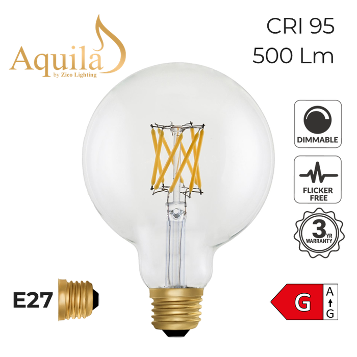 Zico Globe G95 Clear 6W 2200K E27 Light Bulb Dimmable