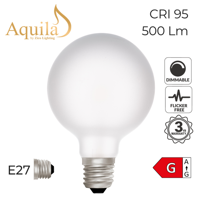 Zico Globe G95 Dim-to-Warm Frosted 6W E27 Light Bulb Dim-to-Warm