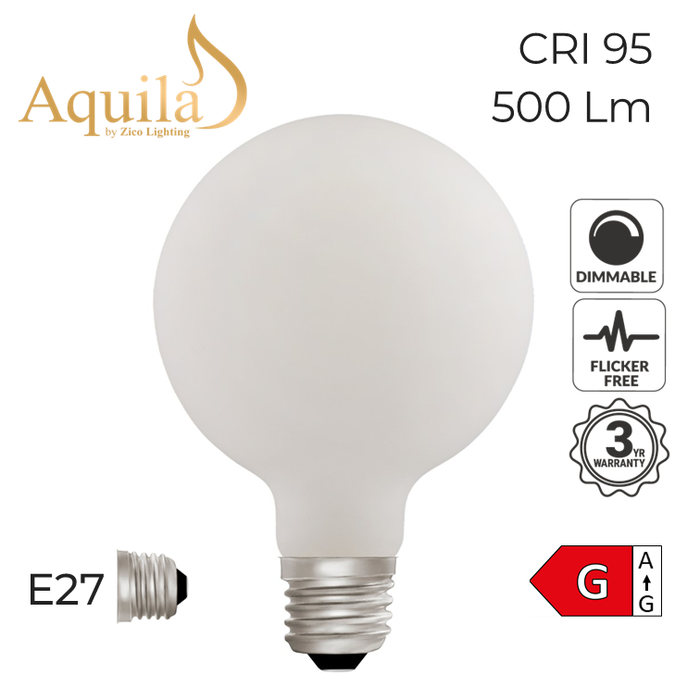 Zico ?Globe G95 Dim-to-Warm Porcelain 6W E27 Light Bulb Dim-to-Warm