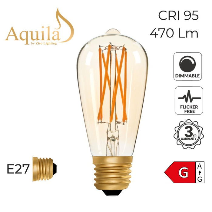 Zico Squirrel Cage ST64 Amber 6W 2000K E27 Light Bulb Dimmable