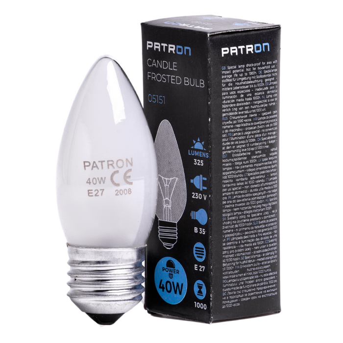 Patron - 05151 Incandescent Bulb E27 40W B35 230V FR