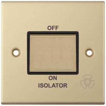 Selectric 5M Satin Brass 1 Gang 10A 3 Pole Fan Isolator Switch with Black Insert