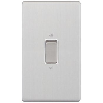 Selectric 5M-Plus Satin Chrome 2 Gang 45A DP Switch with White Insert