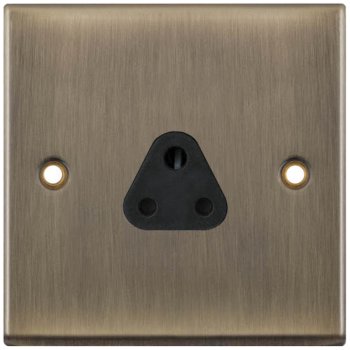 Selectric 7M-Pro Antique Brass 1 Gang 2A Round Pin Socket with Black Insert