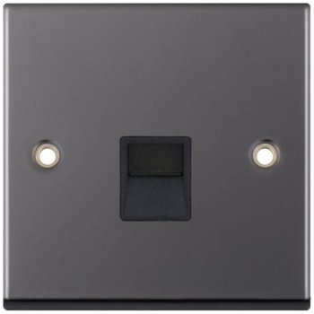 Selectric 7M-Pro Black Nickel 1 Gang Telephone Master Socket with Black Insert