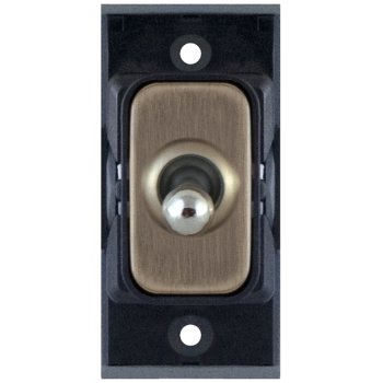 Selectric GRID360 Antique Brass 10A Intermediate Toggle Switch Module with Black Insert