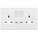 Selectric 5M-Plus Matt White 2 Gang 13A DP Switched Socket with Neon and White Insert