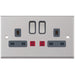 Selectric 7M-Pro Satin Chrome 2 Gang 13A DP Switched Socket with Neon and Grey Insert