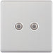 Selectric 5M-Plus Satin Chrome 2 Gang Satellite Socket with White Insert