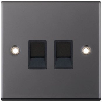 Selectric 5M Black Nickel 2 Gang RJ45 Data Socket with Black Insert
