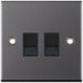 Selectric 5M Black Nickel 2 Gang RJ45 Data Socket with Black Insert