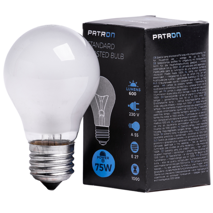 Patron - 05280 Incandescent Bulb E27 75W A55 230V FR