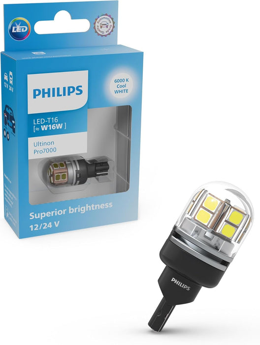 Philips Ultinon Pro7000 LED car signaling bulb (W16W white), 12V/24V 2.1 x D 9.5  LED Bulbs