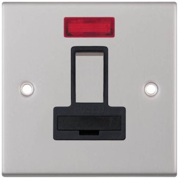 Selectric 5M Satin Chrome 13A DP Switched Fused Connection Unit with Neon and Black Insert
