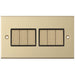 Selectric 5M Satin Brass 6 Gang 10A 2 Way Switch with Black Insert