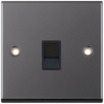 Selectric 7M-Pro Black Nickel 1 Gang RJ11 Socket with Black Insert