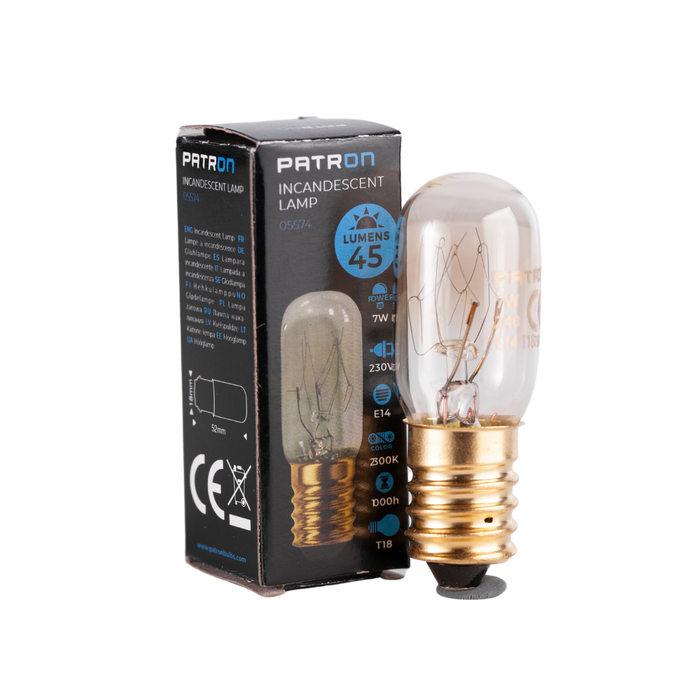 Patron - 05574 Incandescent Lamp 7W T18 E14 230V