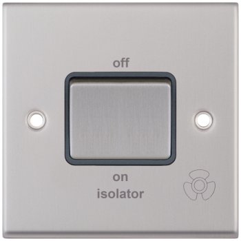 Selectric 7M-Pro Satin Chrome 1 Gang 10A 3 Pole Fan Isolator Switch with Grey Insert