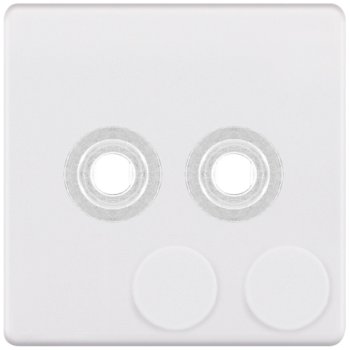 Selectric 5M-Plus Matt White 1 Gang Twin Aperture Dimmer Plate with Matching Knobs
