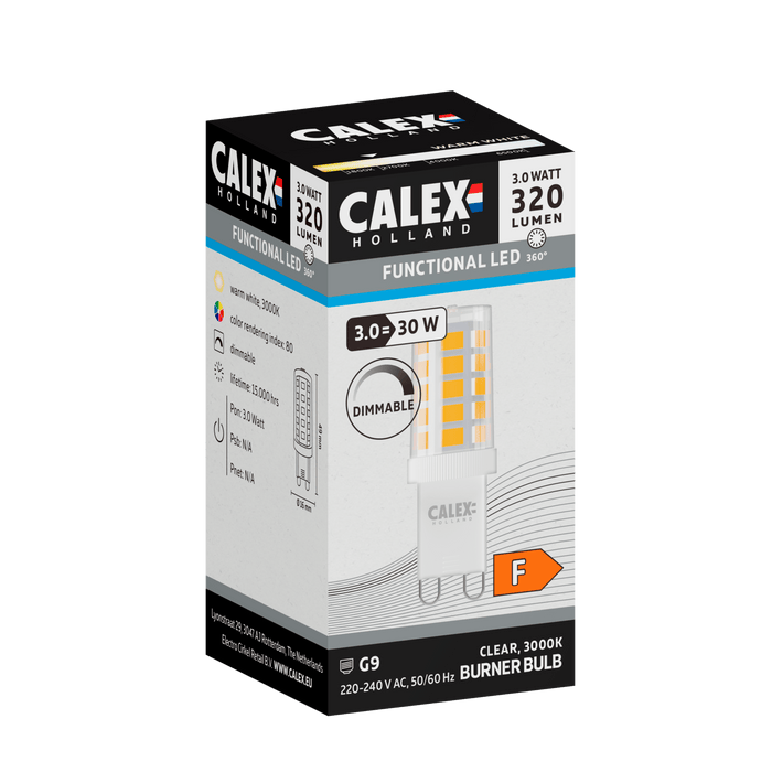 Calex SMD Burner LED Lamp - G9 - Clear - 3W - Dimmable