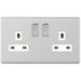 Selectric 5M-Plus Satin Chrome 2 Gang 13A DP Switched Socket with White Insert