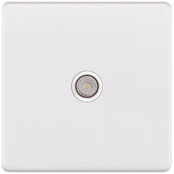 Selectric 5M-Plus Matt White 1 Gang TV Socket with White Insert