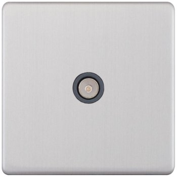Selectric 5M-Plus Screwless Satin Chrome 1 Gang TV Socket with Grey Insert