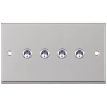 Selectric 7M-Pro Satin Chrome 4 Gang 10A 2 Way Toggle Switch